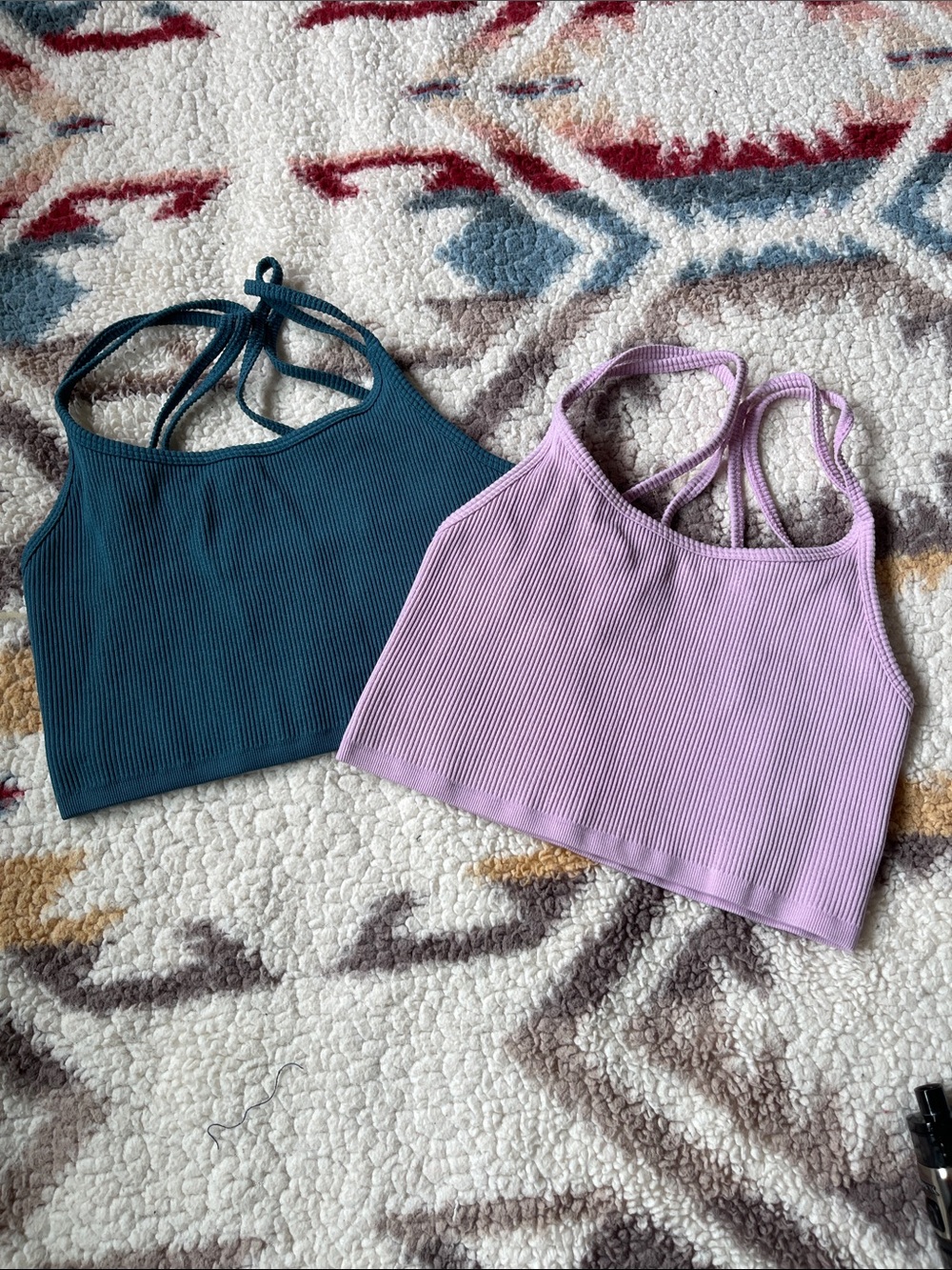 💜Forever 21 Ribbed Strappy Crop Top - Teal and Lavender